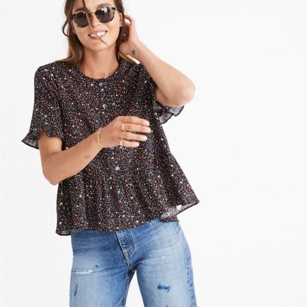 Madewell Black starry night Blouse